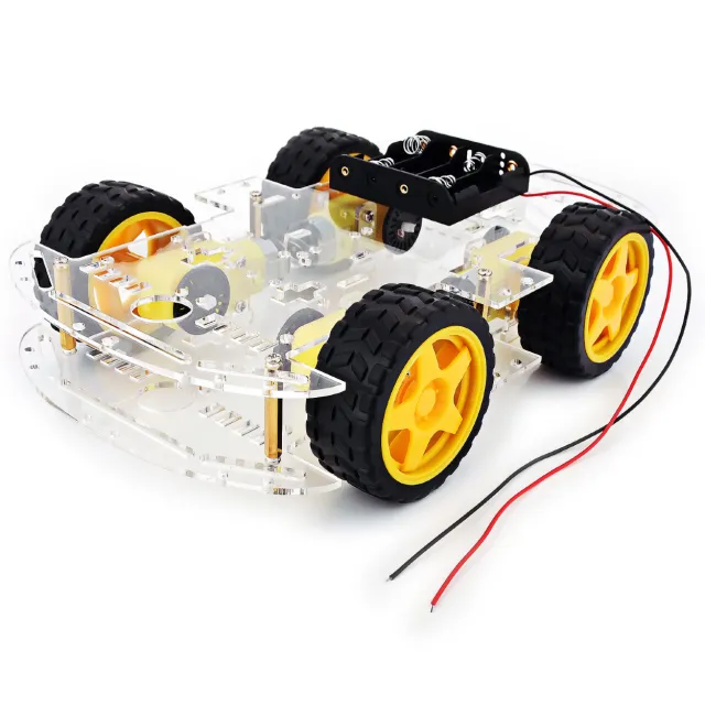 Chassis mit 4 Rädern und 4 TT-Motoren und Batteriehalter