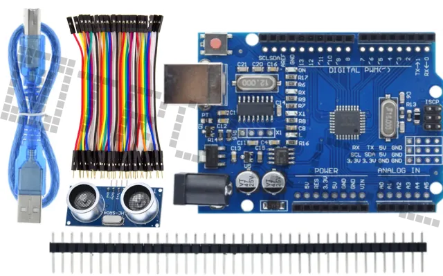 Starter-Kit für Arduino Uno R3 mit dem HC-SR04 Abstandssensor und Dupont-Kabeln