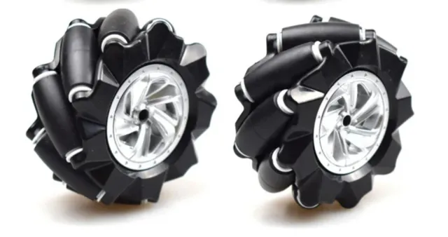Mecanum Rad /Omnidirektionales Rad - 80MM-A Schwarz - Set aus 2 Rädern (1xL + 1xR)