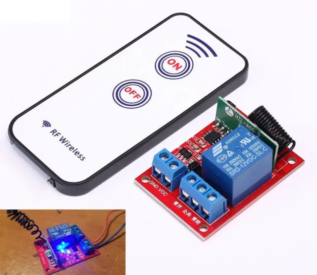 Kabellose Relaismodul inkl. Fernbedienung - 12V, 1 Kanal, 433Mhz RF