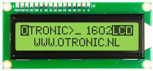 1602 LCD grün/gelb mit Hintergrundbeleuchtung