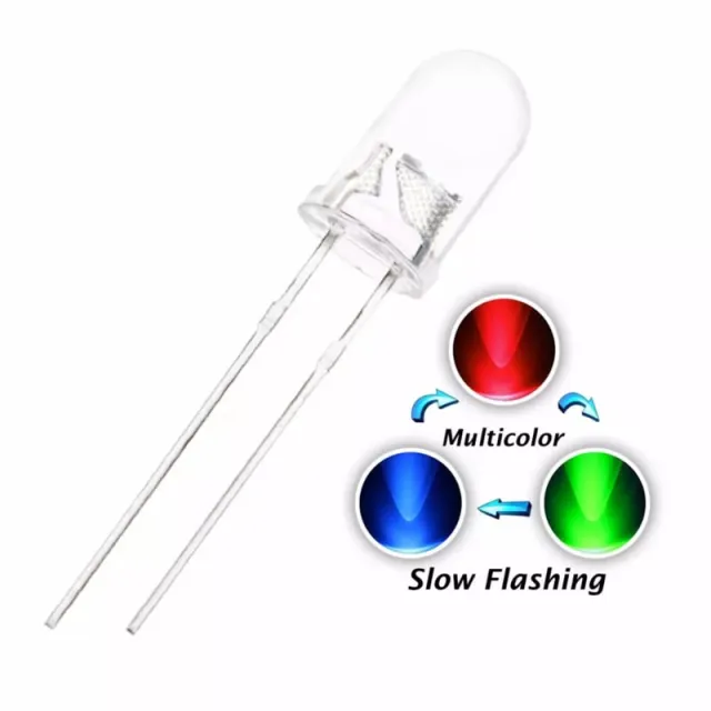 10x RGB Farb-LED 5mm Magic Rainbow Effect (langsam fade)