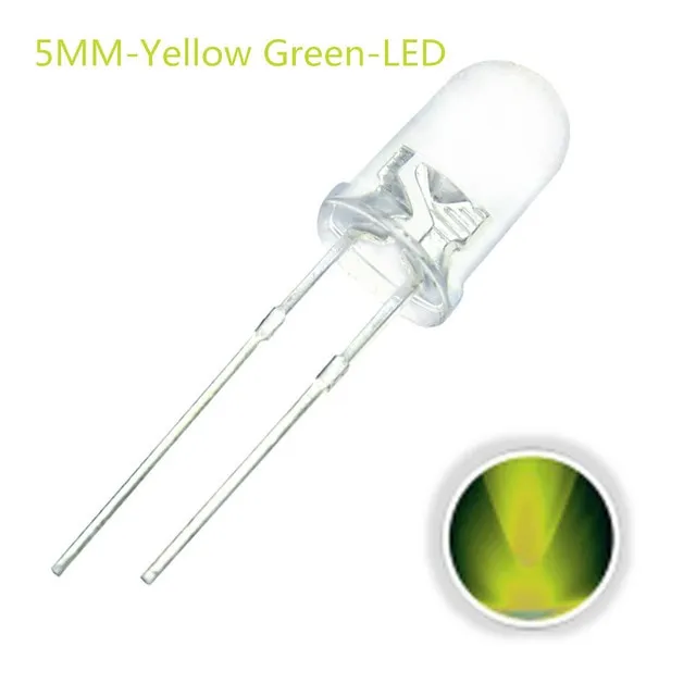 10x LED-Diode Transparent 5mm Grün / Gelb 2V